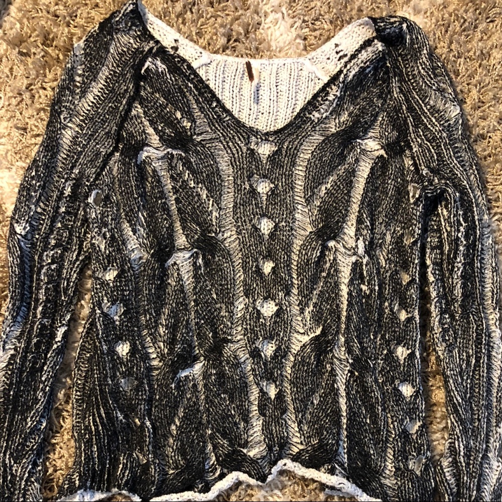 Free People painted black and white sweater